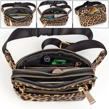 Load image into Gallery viewer, 503 Leopard Nylon Triple Zip Fanny Pack
