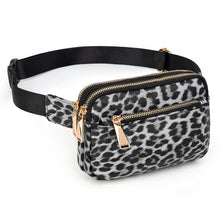 Load image into Gallery viewer, 503 Leopard Nylon Triple Zip Fanny Pack
